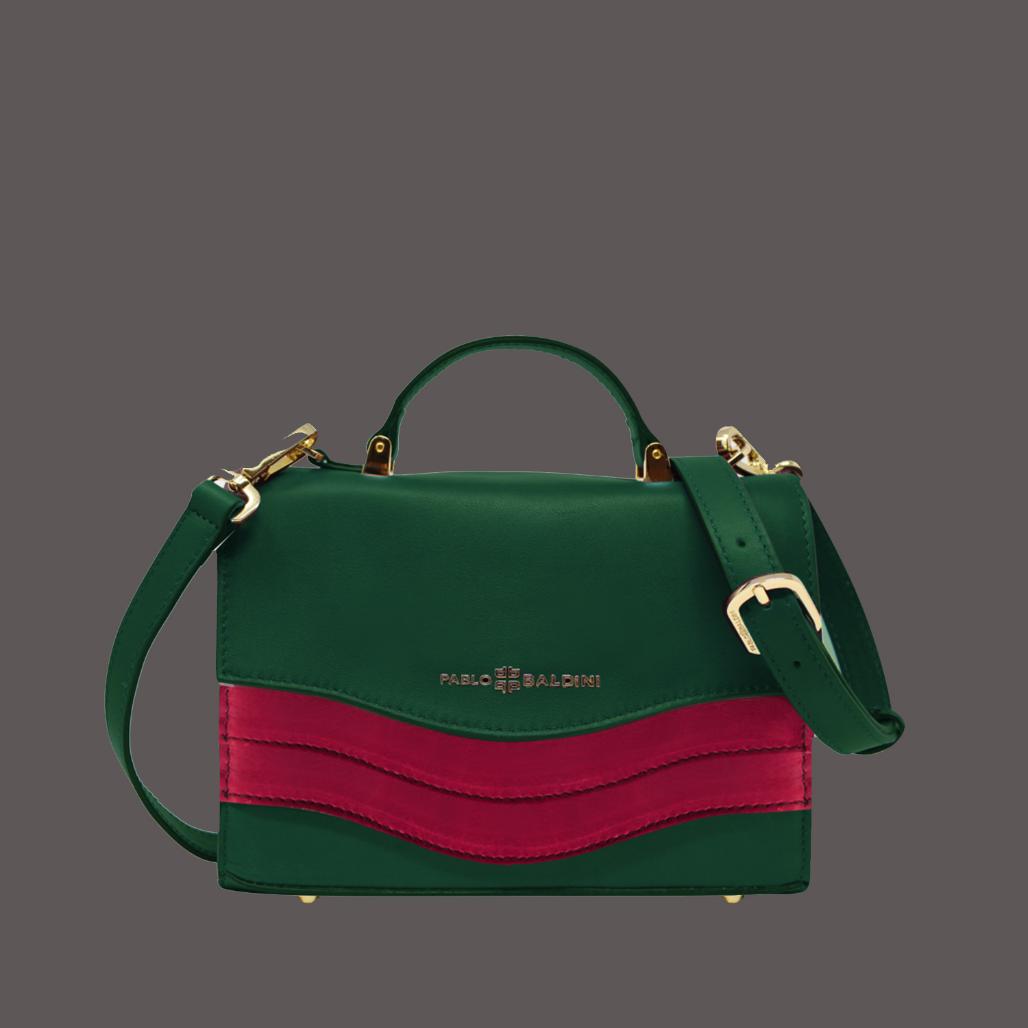 Tracolla-pablo-baldini-Aura-verde-rosso-frontale